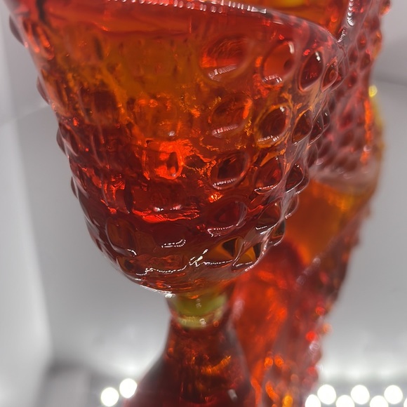 Fenton  Amberina hobnail cats head slipper. Glows under UV … - Picture 11 of 14